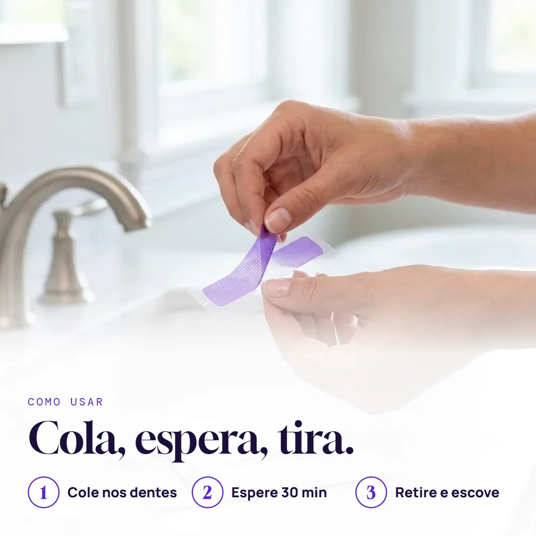 Como usar em três passos: cole, espere 30 minutos e retire